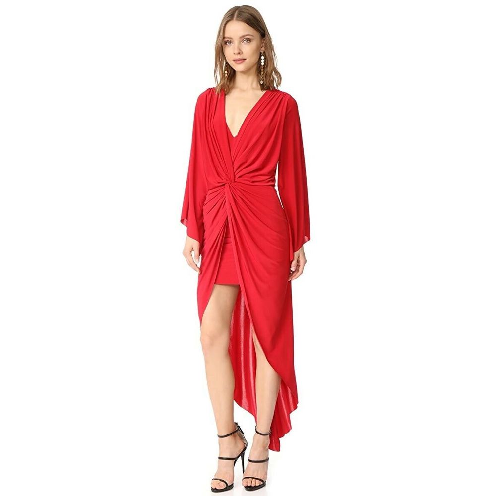 New MISA Teget Draped Dress Size Small- Red